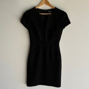 Bebe Black Midi Dress with Short Sleeves